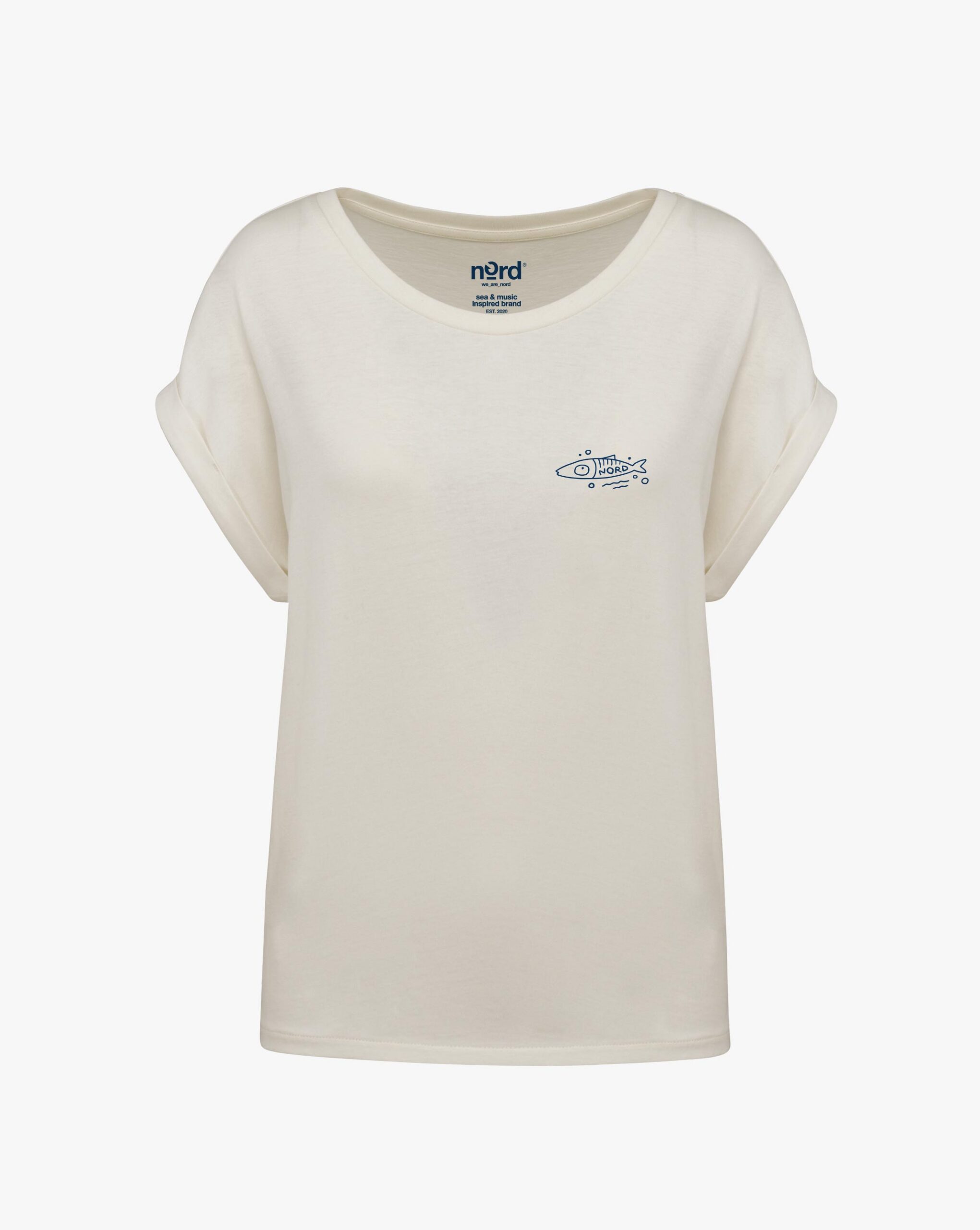 Nord Women’s Rolled Sleeve T-Shirt “Banc de Sardinetes” – Ivory - Image 4