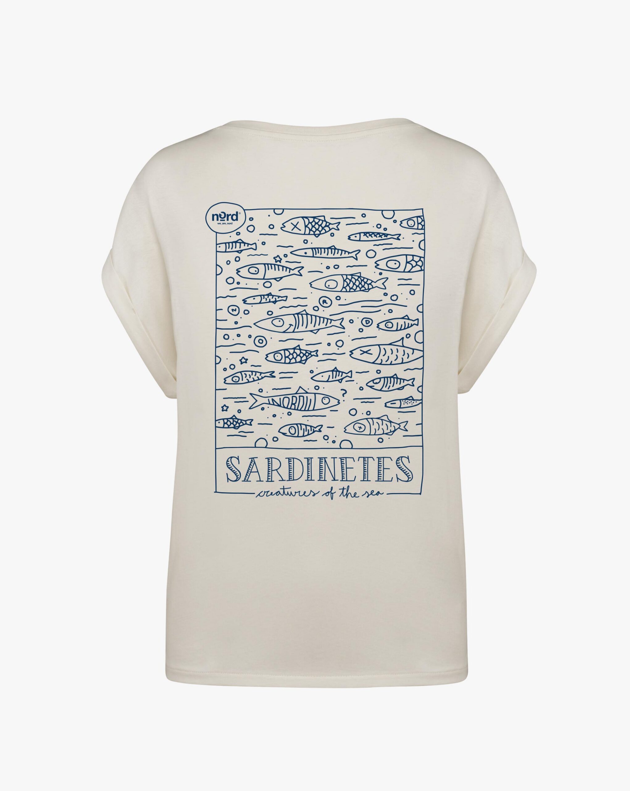 Nord Women’s Rolled Sleeve T-Shirt “Banc de Sardinetes” – Ivory - Image 5